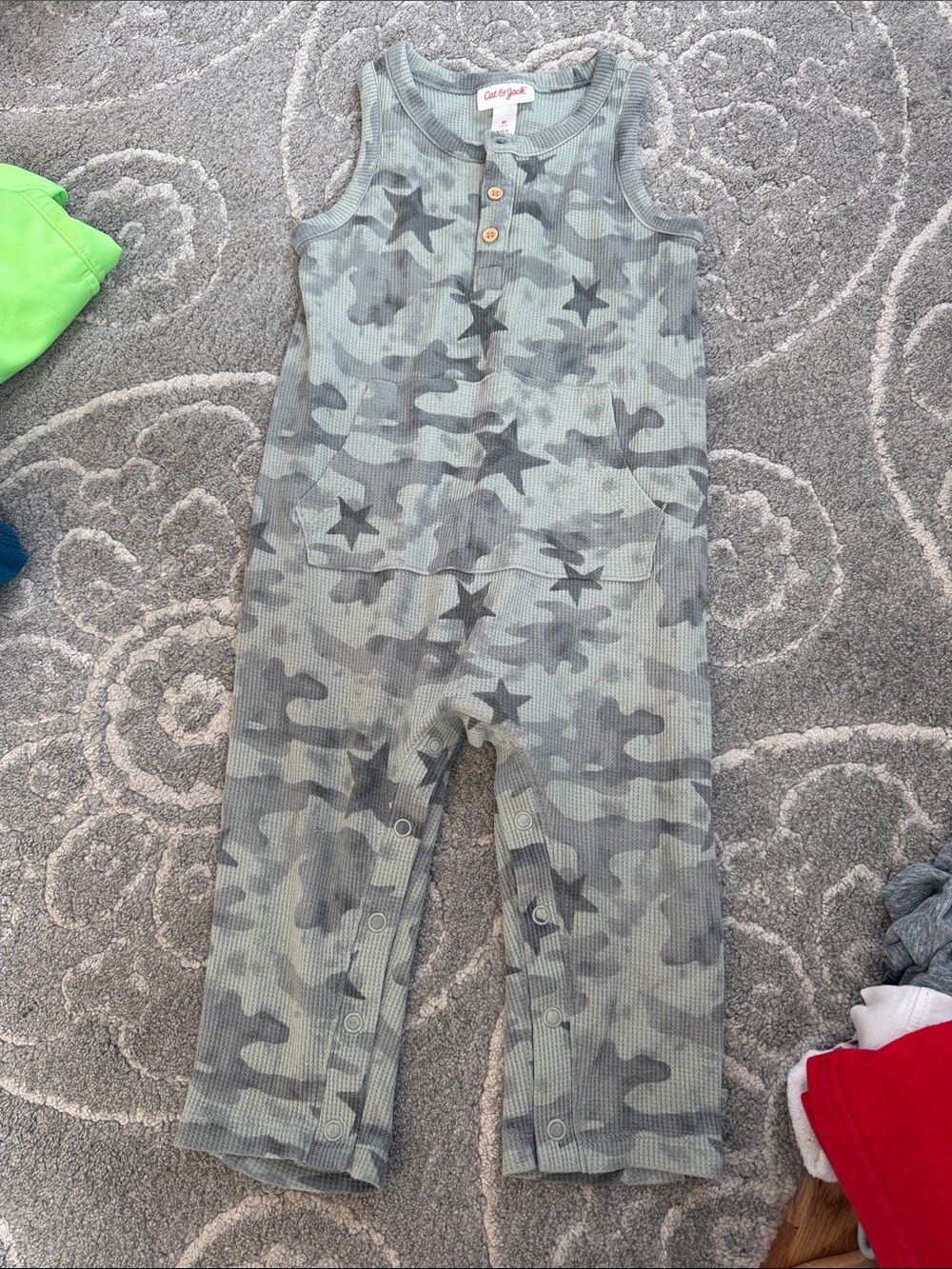 Cat & Jack Grey Green Camo Star Tank Romper